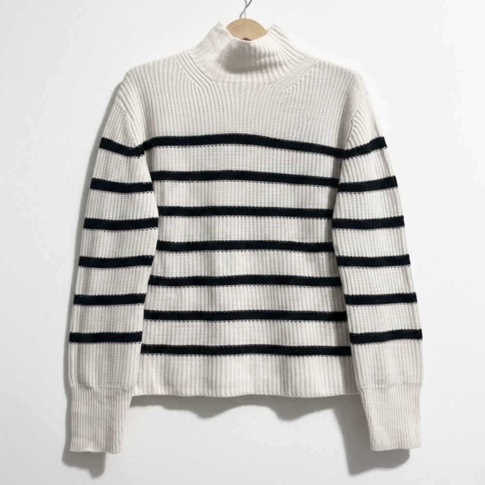 100% cashmere cream striped sweater